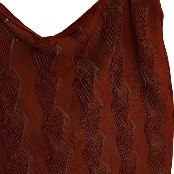 Free People button front top dress strappy‎ new S wavy knit pattern rust color - Picture 6 of 9